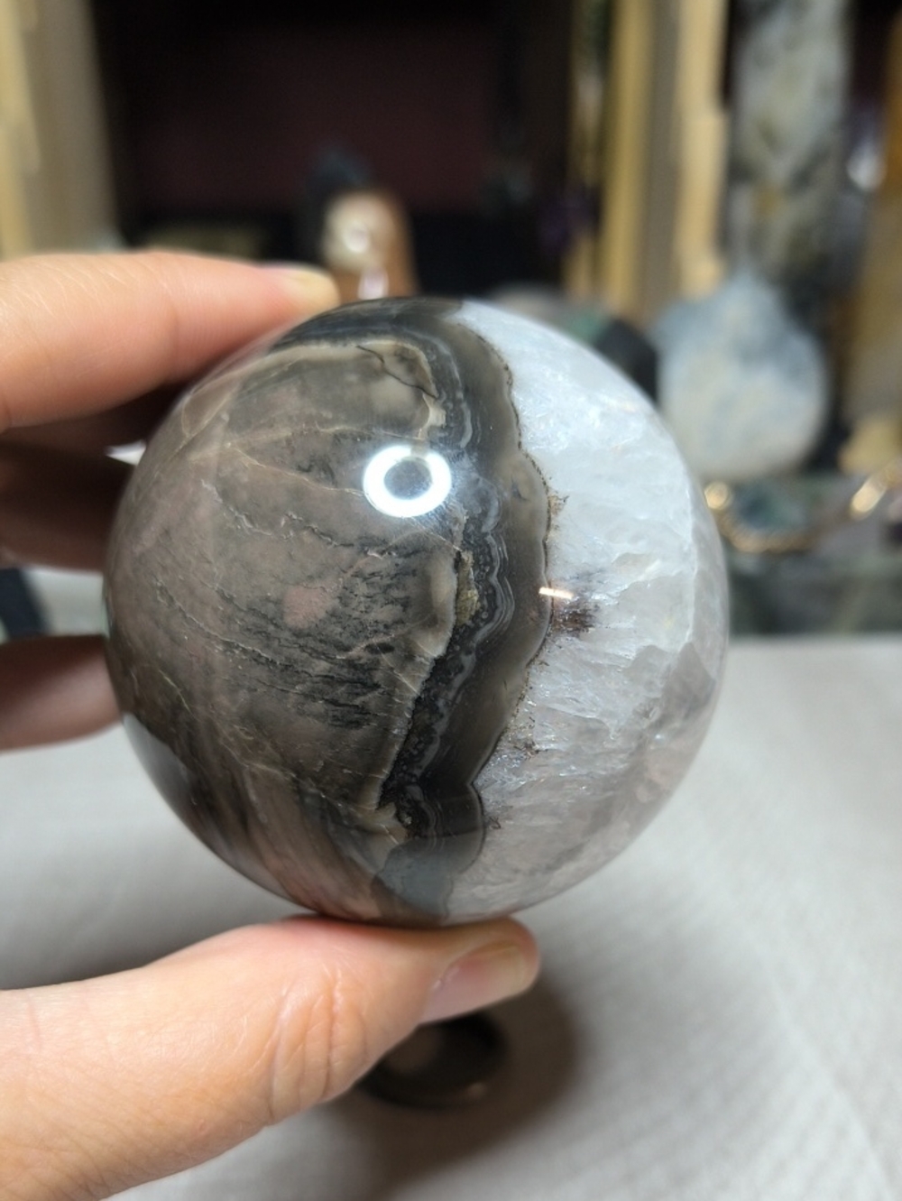 #20 UV Reactive Volcano Agate Crystal Sphere 70mm